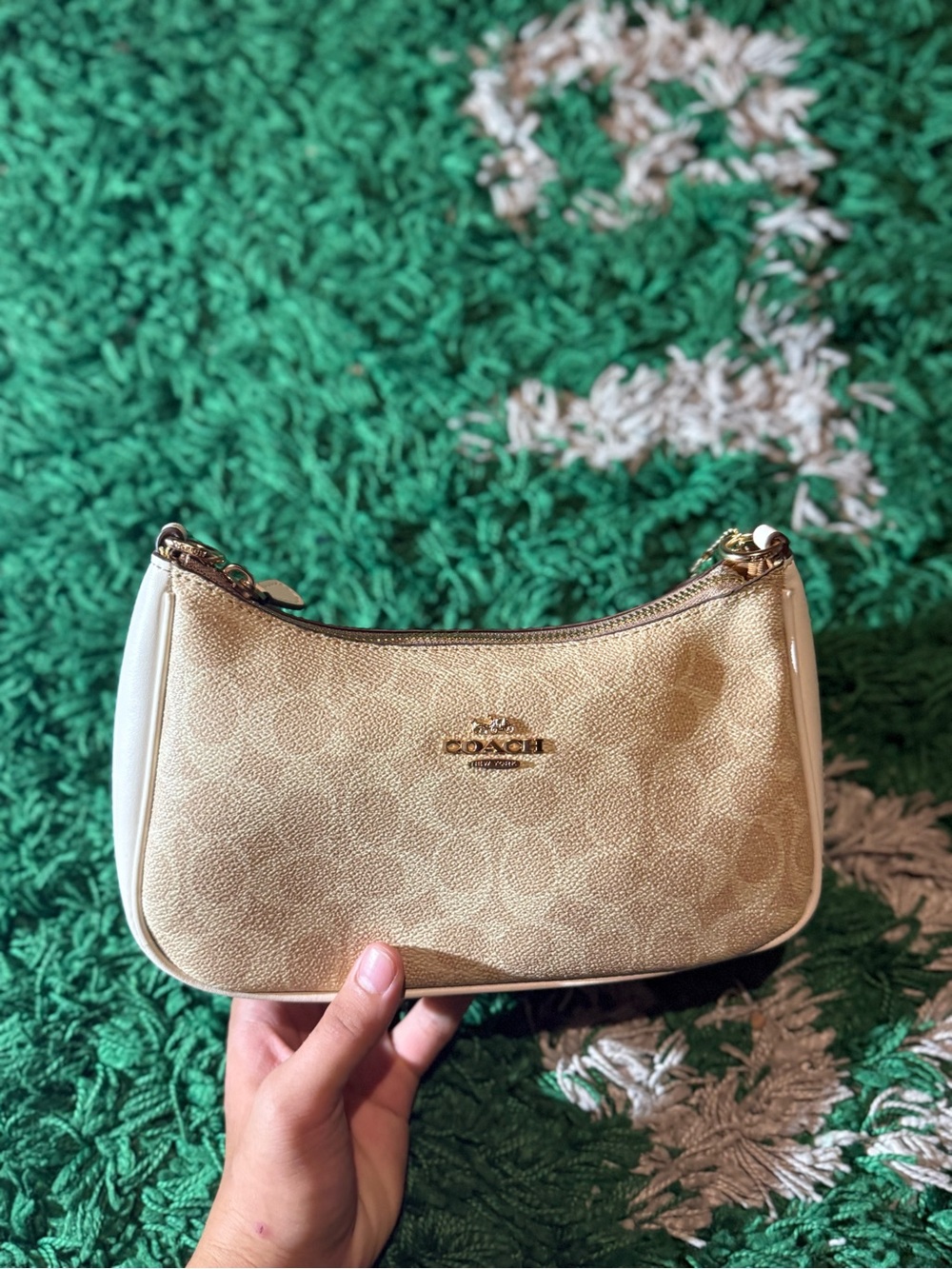 Coach Mini Shoulder Bag in Gold and White